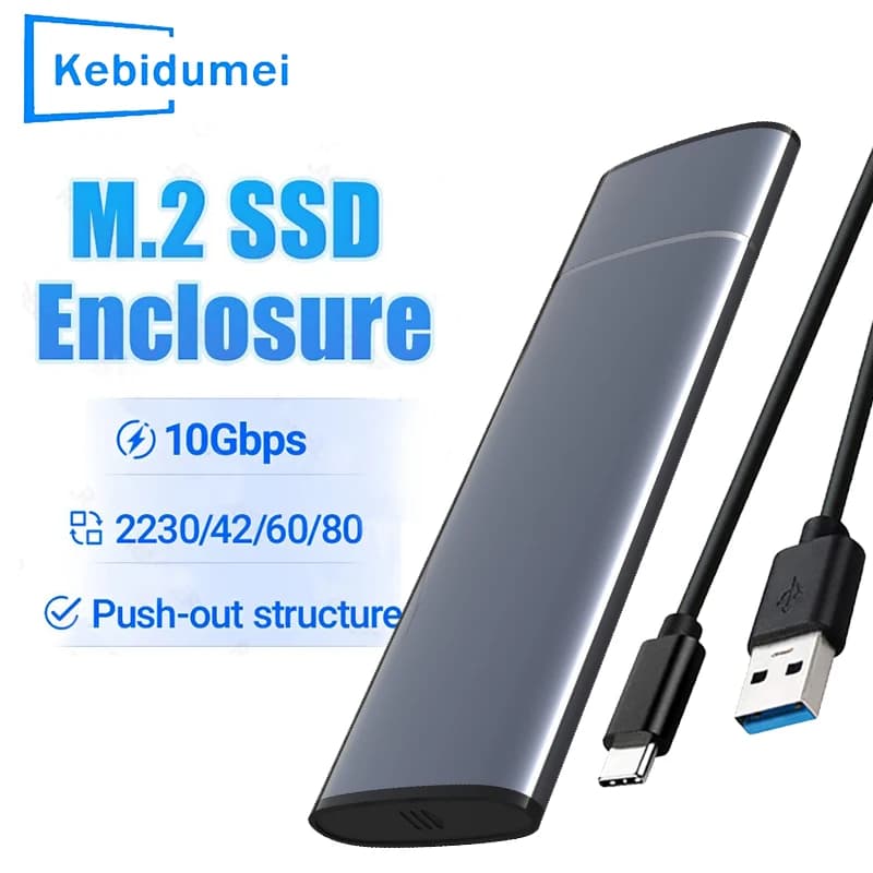 Custodia SSD M2 Protocollo SATA NVMe 10 Gbps M.2 a USB C 3.1 Gen2 Custodia esterna portatile NVMe NGFF Scatola di archiviazione SSD per PC portatile