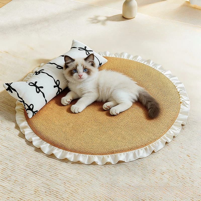 NUOVO Cuccia per gatti e cani con tappetino rinfrescante e cuscino per l'estate, piccolo divano letto per gatti per dormire e rinfrescarsi, accessori per animali domestici