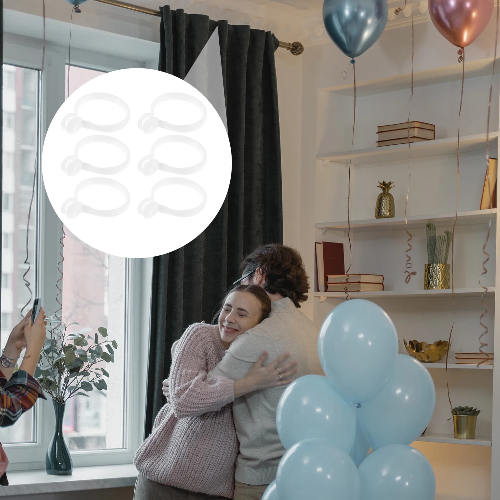 30 anelli per tende in plastica resistenti, robusti anelli per appendere per tendaggi, asta per tende da doccia, accessori per la casa