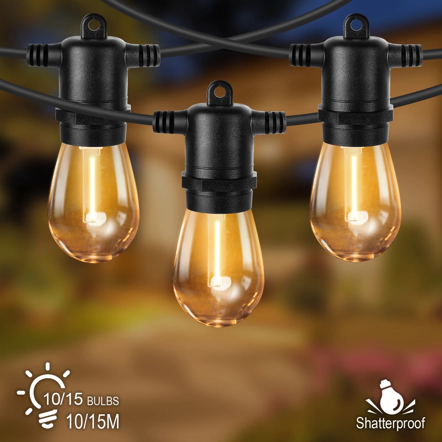 S14 Luci a stringa per esterni a LED 220V SPINA UE 1W Lucine in plastica impermeabili infrangibili Luci decorative per matrimoni di compleanno