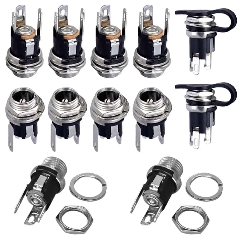 10/50/200 Pezzi Presa di Alimentazione DC-025 da Pannello DC025 5.5x2.1mm 5.5x2.5mm con Connettore Impermeabile e Tappo a Vite