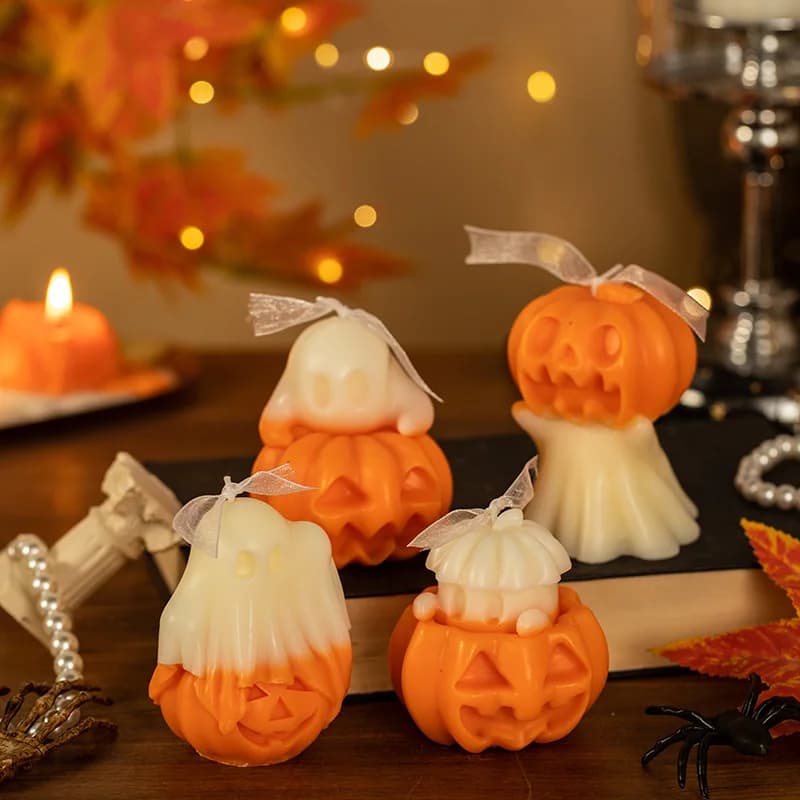 Fai da te fantasma zucca teschio candela stampo in silicone 3D teschio zucca bambola artigianato gesso resina cemento sapone candela stampo regalo di Halloween