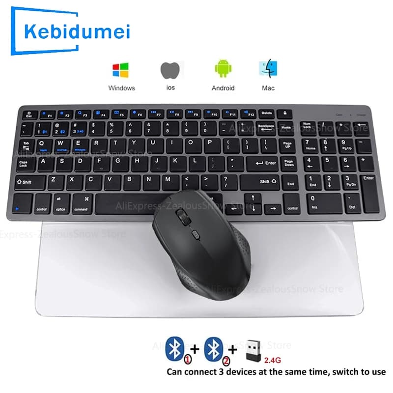 Nuovo Bluetooth 5.0 Tastiera Senza Fili Mouse Set 2.4G Inglese 102 Tasti Per MacBook iPad Tablet Mouse Ricaricabili Tastiera Del Computer Portatile