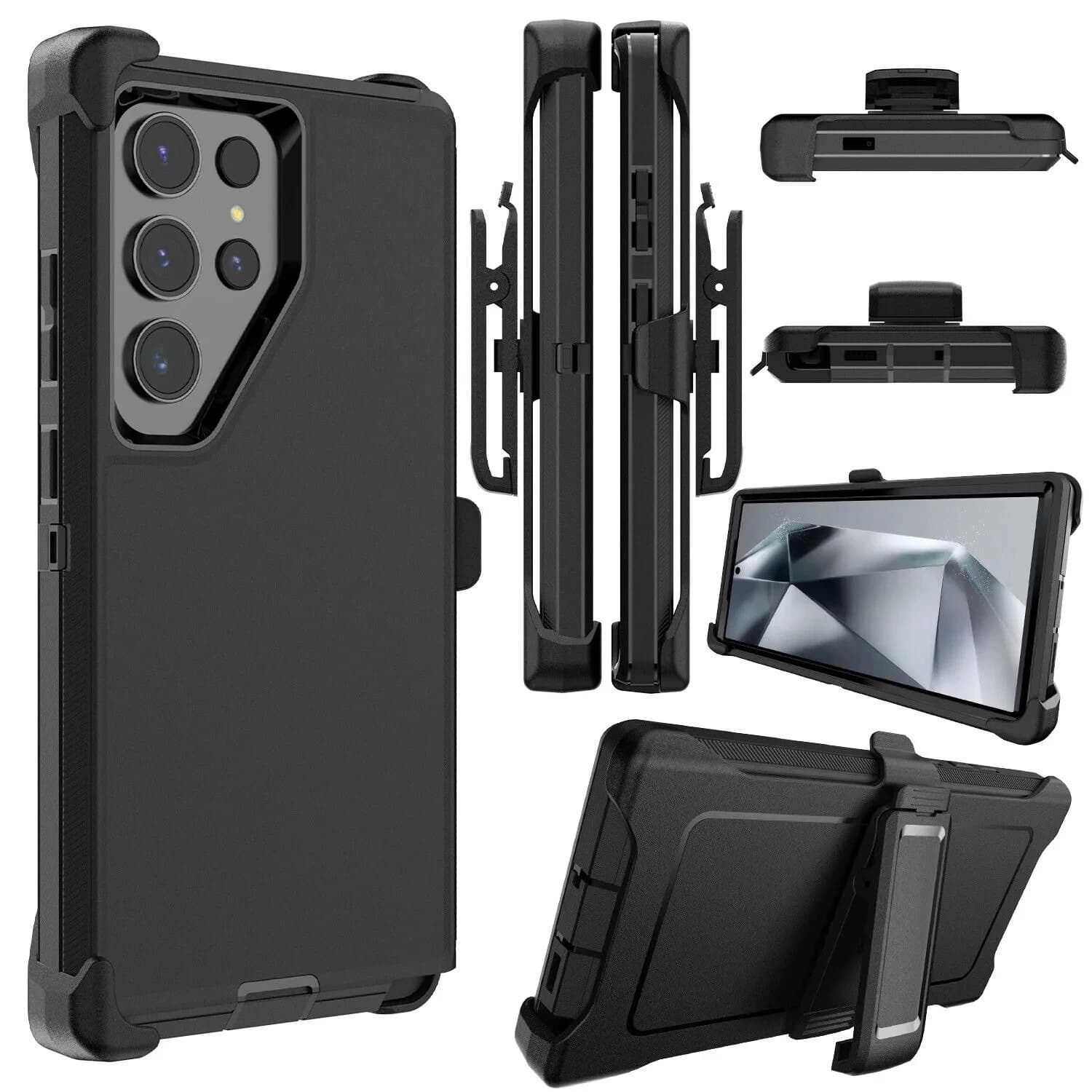3 IN1 For Samsung Galaxy S22 S21 S20 S23 S24 S25 ULTRA S10 Plus Note 20 10 9 8 Heavy Duty Shockproof Armor +Belt CliP Phone Case