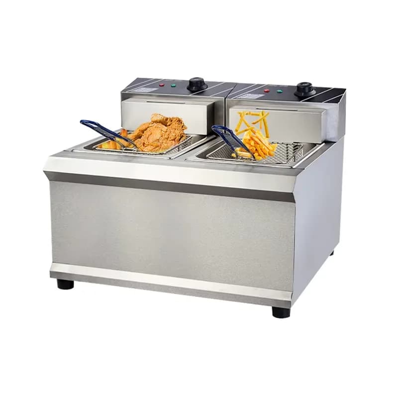 Electric Fryer 12L + 12L Commercial Intelligence Fried Chicken Fryer Cooking Fries Fries Double Cylinder Fryer Thickened