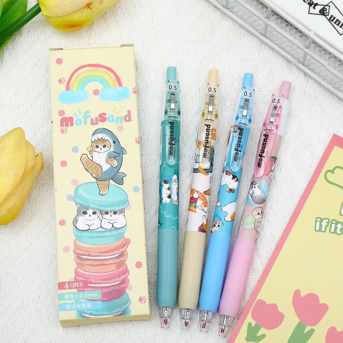 4 penne gel a forma di squalo da 0,5 mm, scrittura fluida, simpatiche penne gel retrattili a forma di cartone animato, articoli di cancelleria Kawaii, forniture per scuola e ufficio