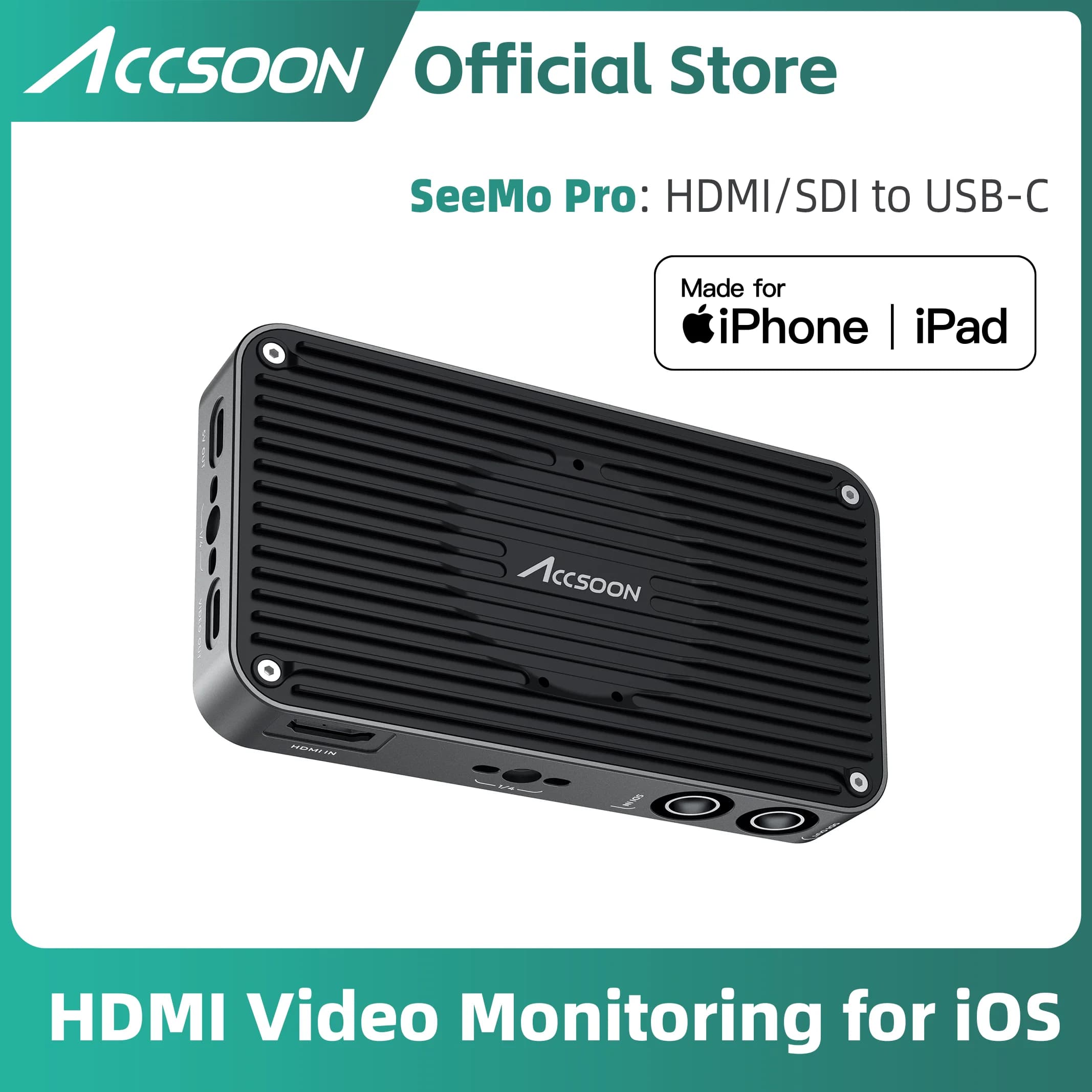 SeeMo Pro SDI&HDMI Video Capture Adapter,1080P 60FPS Real-time Monitoring/Livestreaming/Recording,HDMI to USB-C Video Capture Te