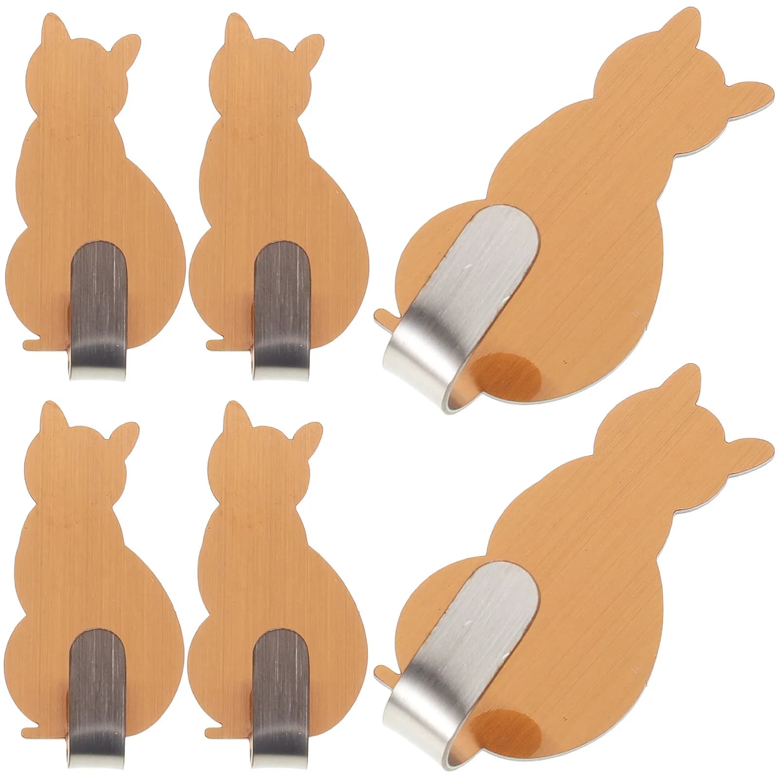 6Pcs Stainless Steel Adhesive Hooks Heavy Duty Wall Hooks for Towels Clothes Hats Kitchen Bathroom Use Easy Install No Drilling