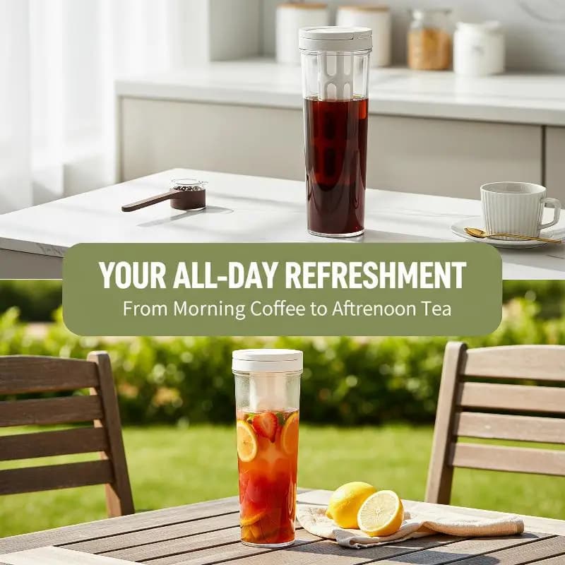 1L Manual Cold Brew Coffee Maker With Handle High-capacity Water Bottle Summer Portable Juices Tea Fruit Coffeeware Pot