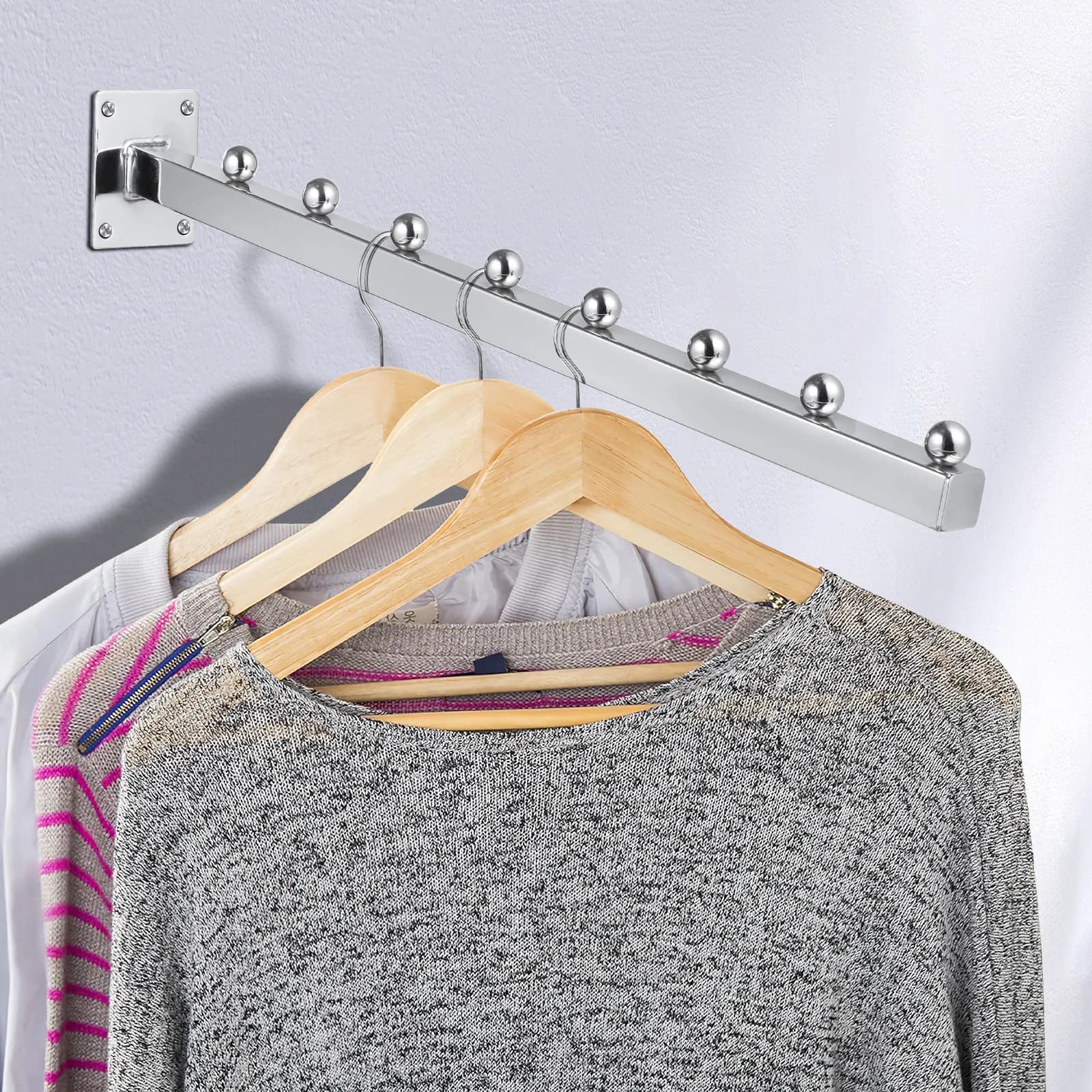 5Pcs Wall Mounted Clothes Rack Beaded Design Space Saving Coat Hanger Wall Laundry Room Organization Laundry Room Organization