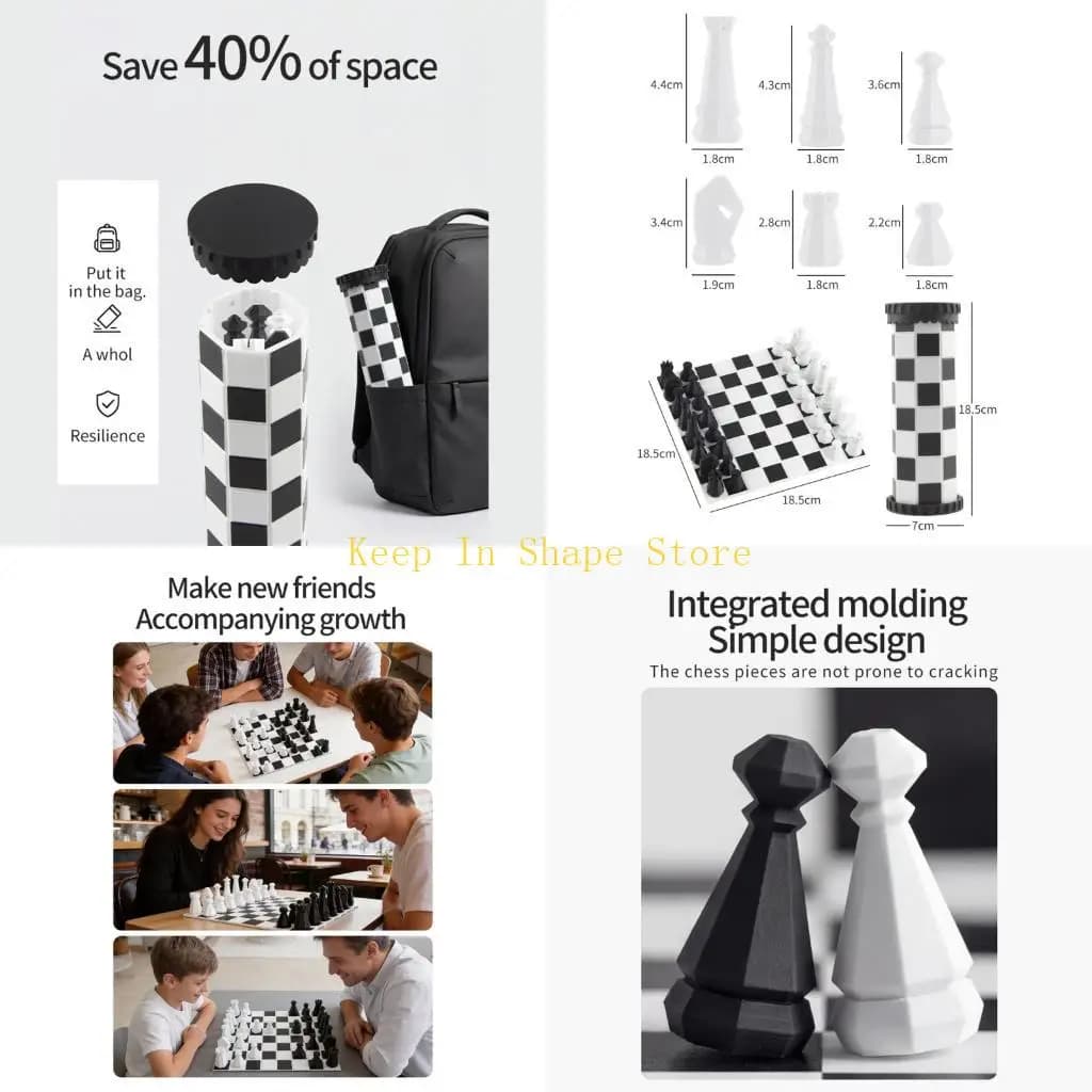 U1JC Rolls Up Chesses And Checkers Set Compact Folding Design International Chesses Educational Toy For Indoor Outdoor Use