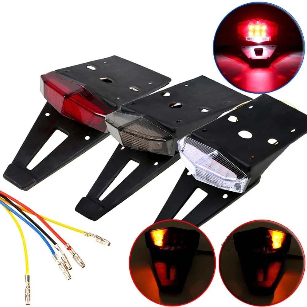 Universal rear light for motorcycle from 12 V, rear fender, stop lights, bracket for light plate for cross motion