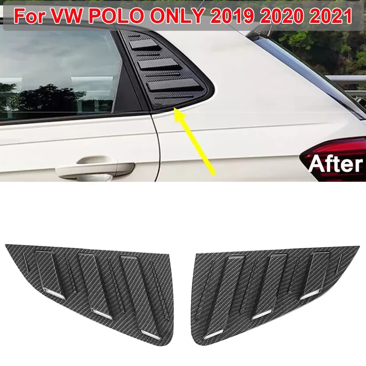 For VW Polo 6 Mk6 GTI TGI TSI MPI 2019-2023 Auto Lunotto Posterior Trim Cover Triangle Rear Window Shadow Spoiler Bodykits