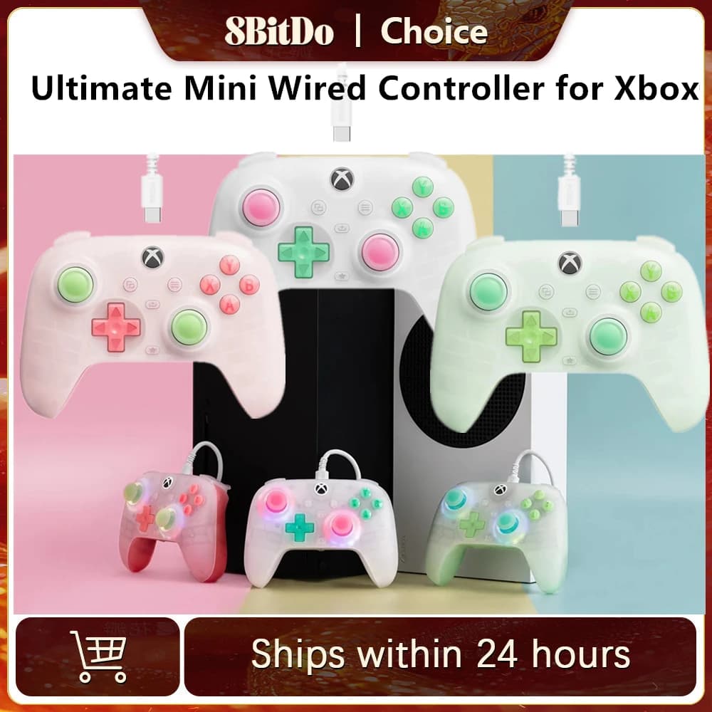 Controller Cablato 8BitDo Ultimate Mini con Joystick Game Pass per Xbox Series S/X, Xbox One, Windows 10/11, Accessori per Gamepad