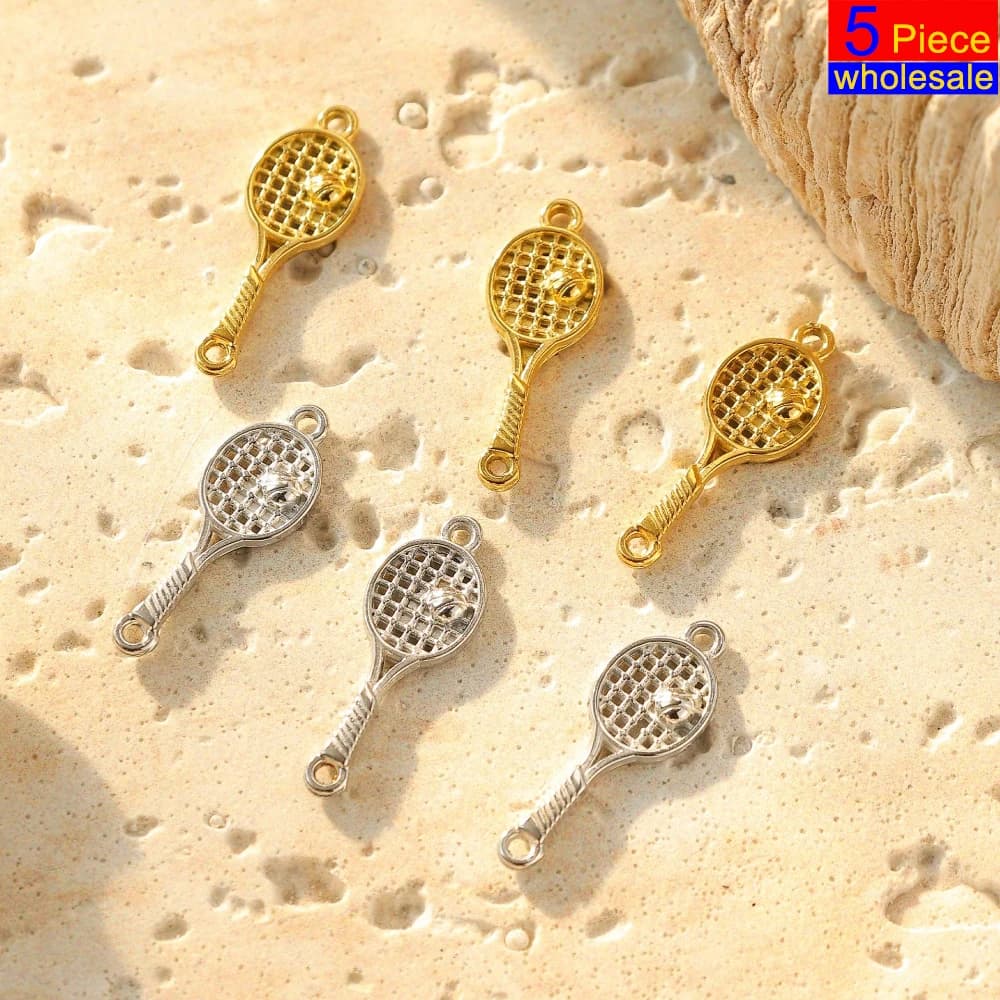 5 pieces of stainless steel excavated powder casting with tennis rack design accessories diy wholesale jewelry
