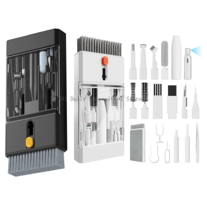 Kit di Pulizia per Elettronica - Il Gadget Definitivo per iPhone, AirPods, Android, Tastiere, Spazzole Morbide, Salviette per Schermi, Strumento per Tasti