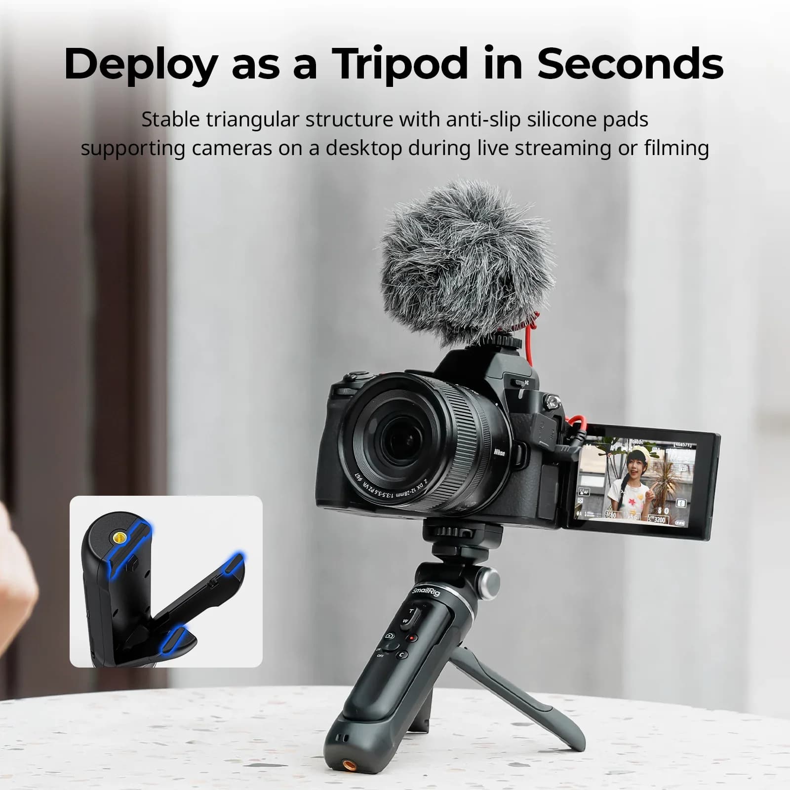 SmallRig SR-RG2 Presa di tiro wireless Vlog Treppiede Selfie Stick per Sony A6700/ZV-E10/A6400 per Canon EOS R5/R6/R6 Mark II -4551