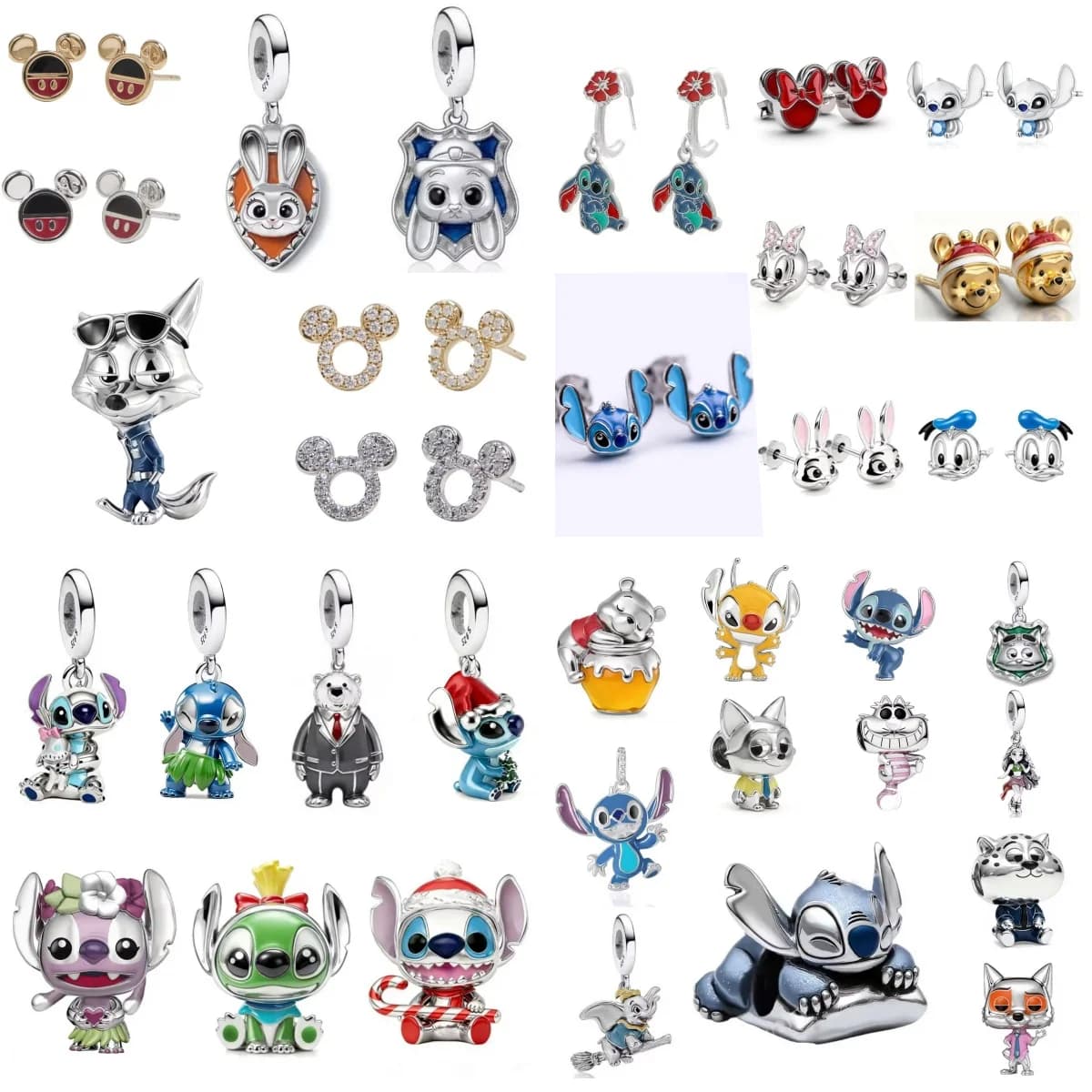 Ciondolo in Argento Sterling 925 a Forma di Animale Cartoonesco, Charm Stile Disney, Accessori per Creazione di Gioielli Fai-da-Te per Bracciali e Collane