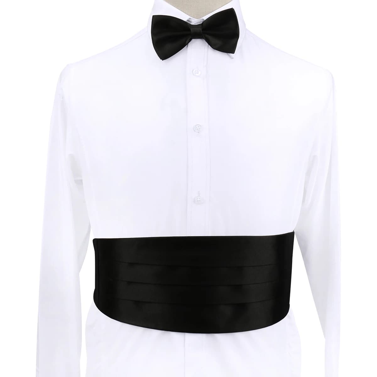 Uomo nero Fascia da smoking Bowtie Hanky Corsetto Cintura per uomo Matrimonio Bowtie Tasca da uomo Fascia da smoking Abiti Accessori per feste