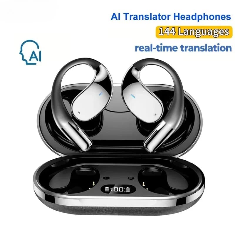 Wireless Auxiliary for Translation with Netherlands HIFI, Reduction of ENC Rumor, 144 Languages, Real-time AI translation, Bluetooth 5.4 Open Wireless Headphones