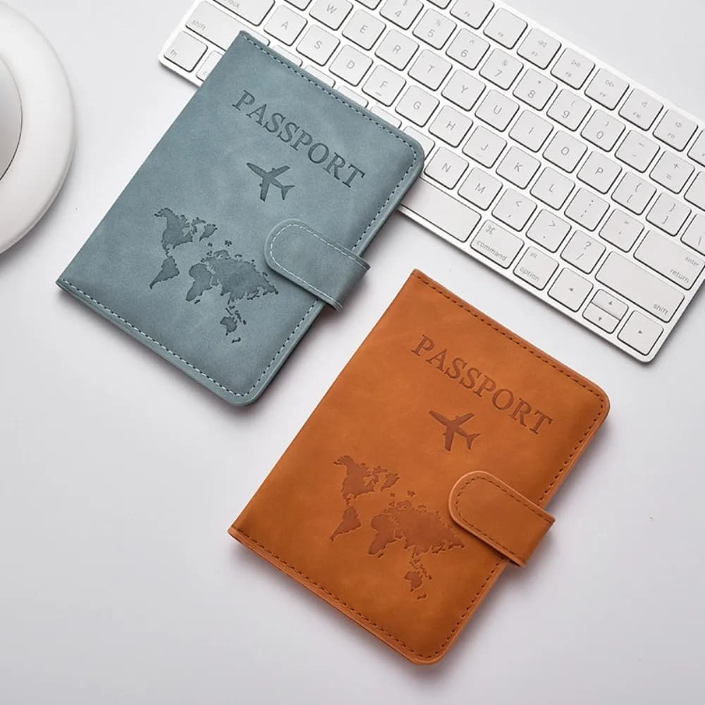 PU Leather Buckle Passport Holder Wear Resistant Large Capacity Card Ticket ID Storage Business Trip Vacation Travel Organizer