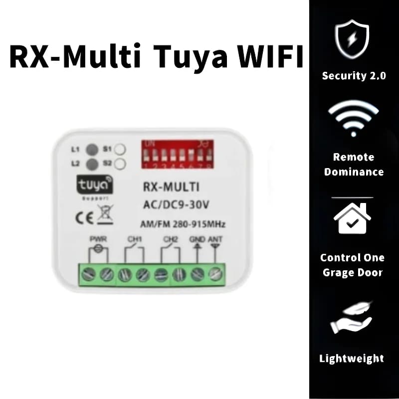 Ricevitore Remoto per Porta del Garage RX-Multi 280-915MHz Tuya WIFI, Controllo RF in Plastica DC9-30V con Codice Rolling
