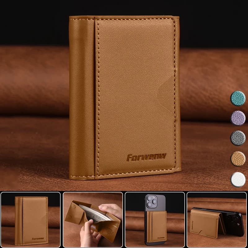 Thirfold Magnetic Card Solts Bag for iPhone 17 Pro Max Samsung S26 Ultra Google For Magsafe Holder Wallet Leather Purses Pocket