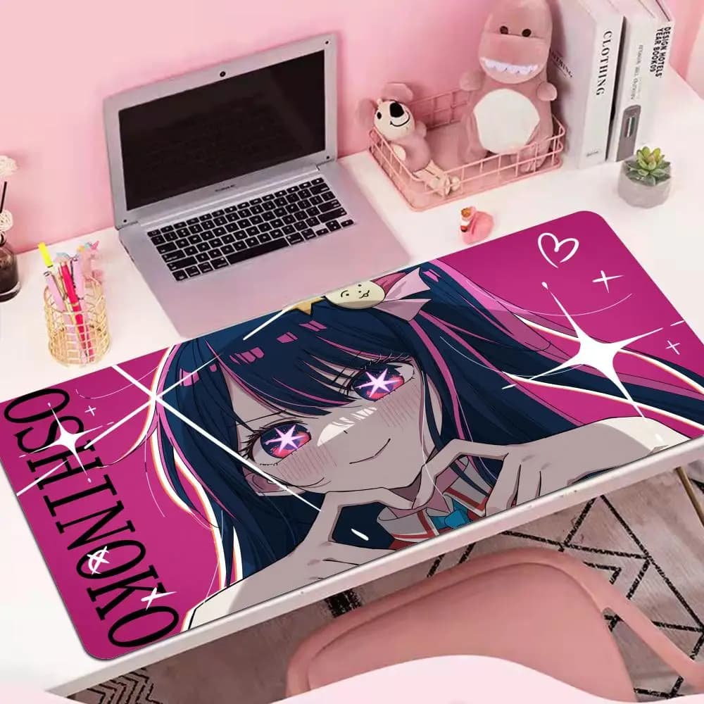 Tappetino per mouse da gaming grande, tappetino da scrivania antiscivolo, bordi cuciti, stampa anime elegante con idol pop kawaii, superficie liscia per PC e laptop