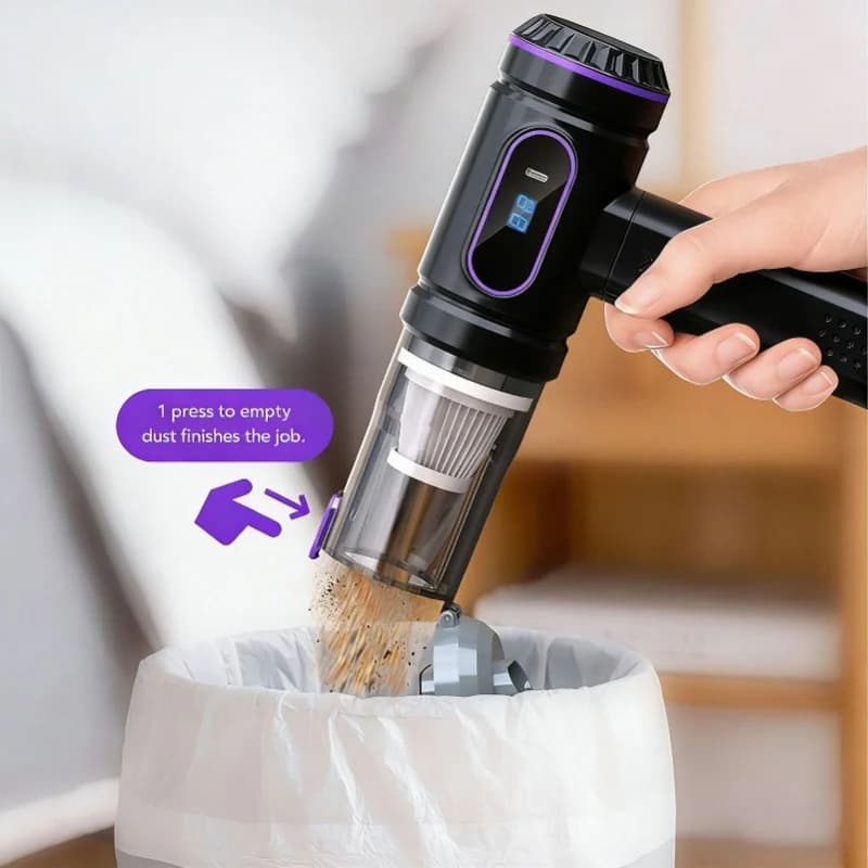 Portable Cordless Handheld Vacuum Cleaner 22000Pa High Power Suction For Car Office Home Pet Hair Multi Nozzle Washable Black