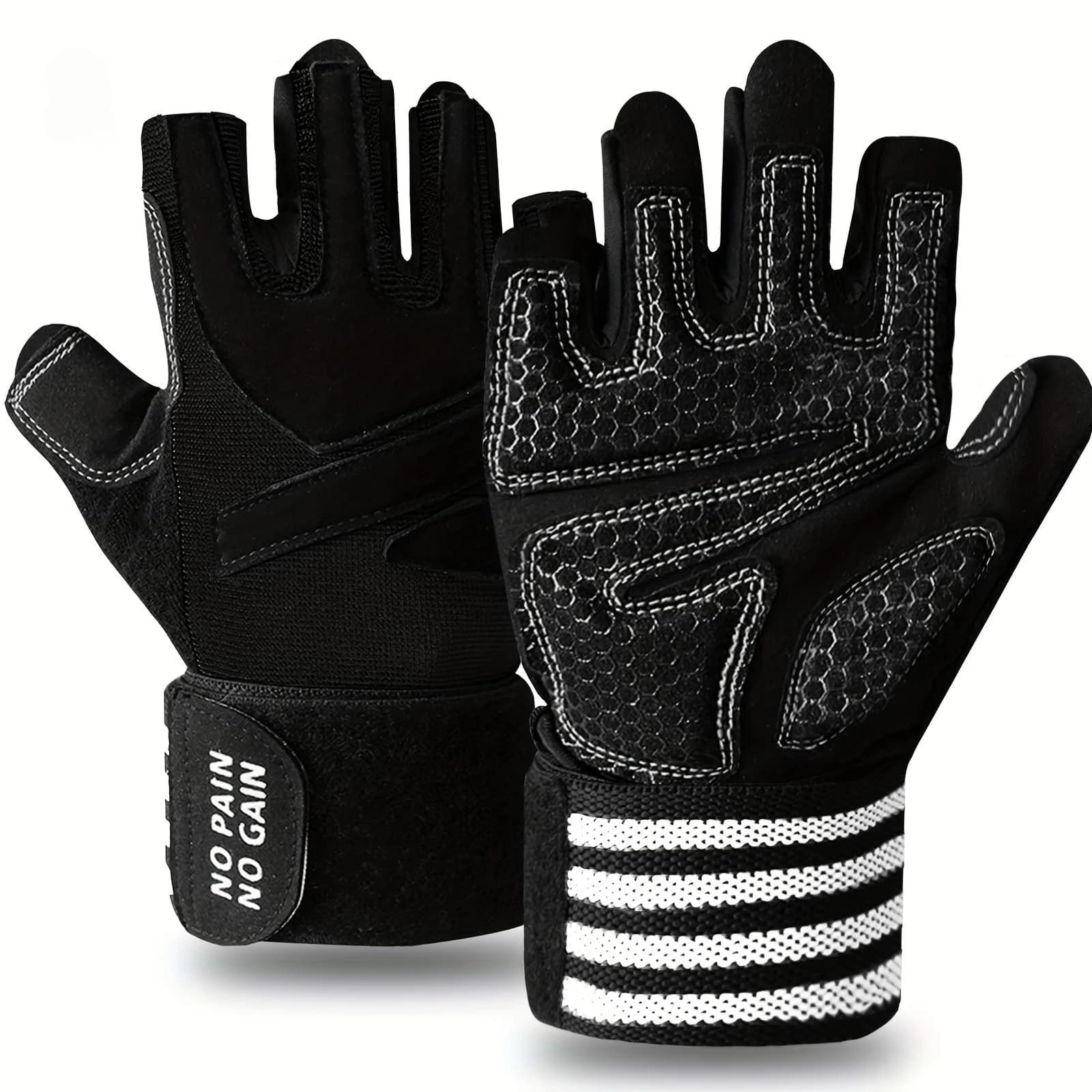Exercise Gloves for weight lifting with half fingers with wrist strap support for fitness gym exercises for weight lifting man