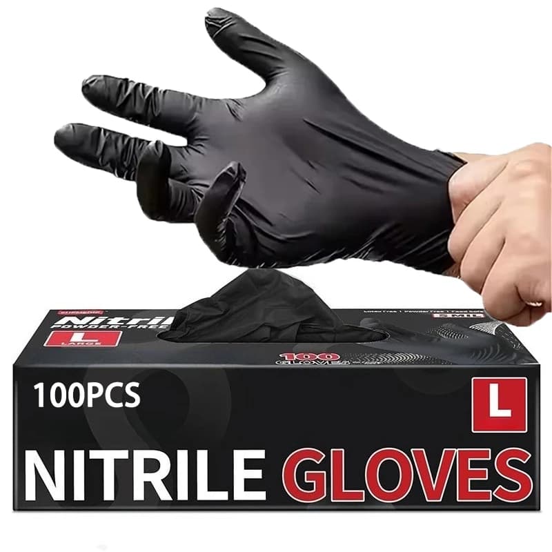 Guanti in Nitrile Nero Multiuso 10/50/100 Pezzi, Guanti per Pulizia Cucina, Tatuaggi e Lavaggio Animali, Strumenti Monouso