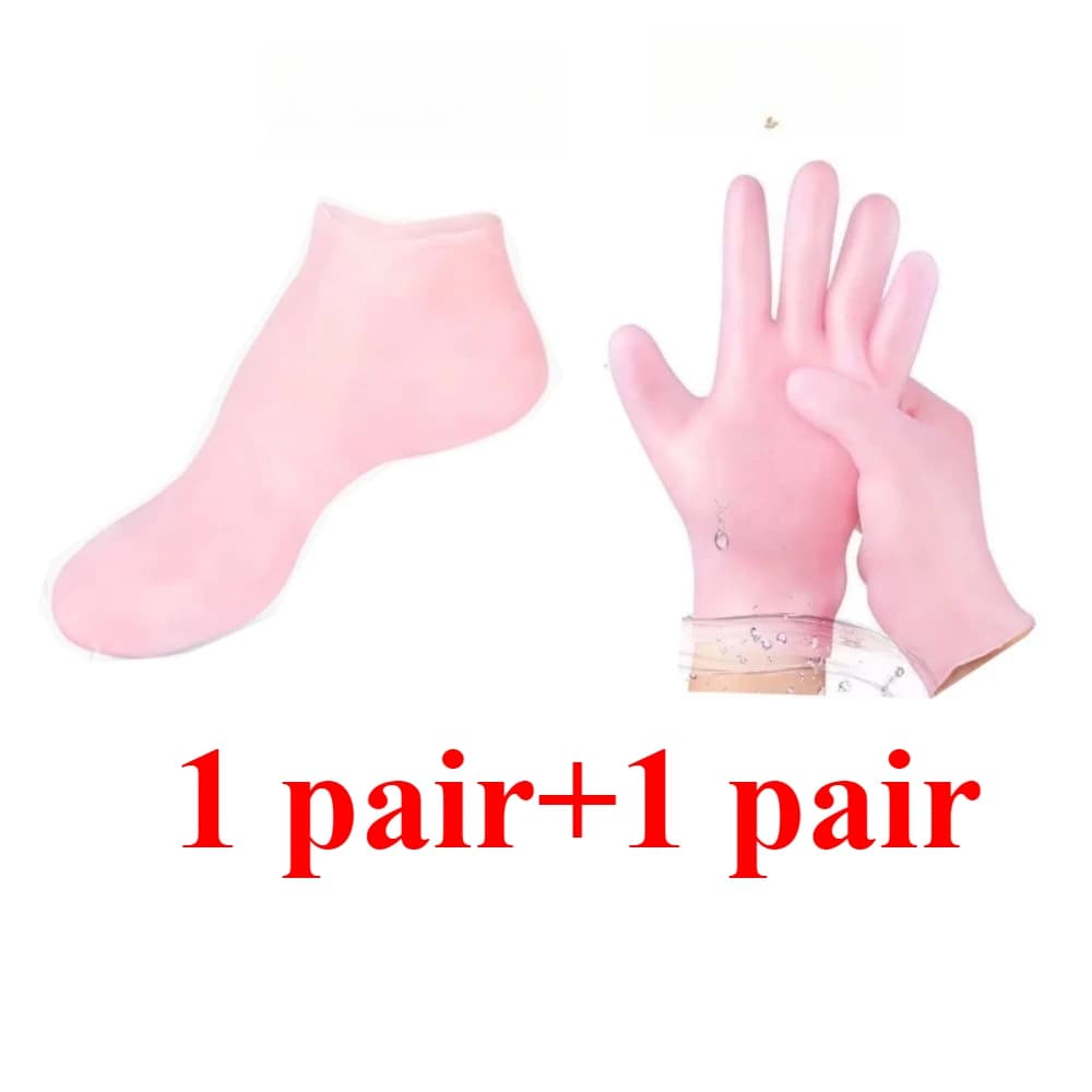 Un paio di calzini idratanti in gel di silicone per idratare la pelle screpolata Lubrificazione Cura Massaggio ai piediCalzini Guanti idratanti per le mani