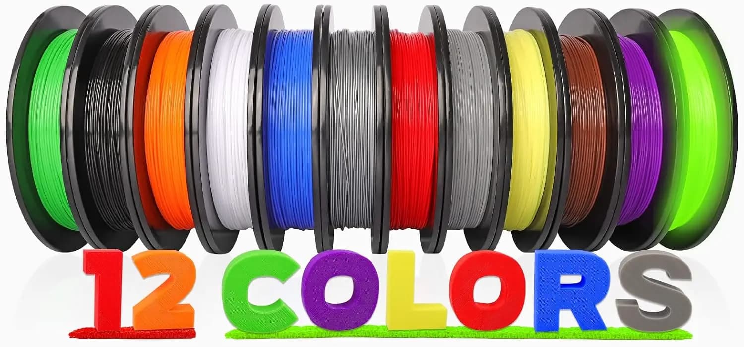 PLA Pro 3D Printer Filament Packs 1.75mm, 12 Packs Assorted Colors, Neatly Wound 500g(1.1lbs) per Spool Refills PLA+, in Total 6