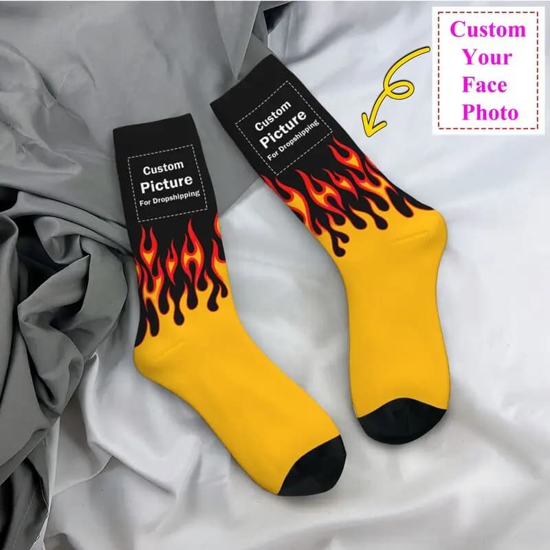 Calzini eleganti con logo fotografico personalizzato Uomo Donna Moda calda Progetta i tuoi calzini da equipaggio