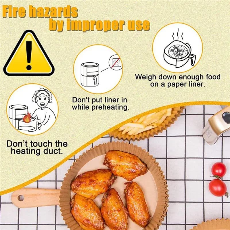 【ELEVATE LIFE】Air Fryer 100 Pcs Round Paper Liners Disposable for 5 to 8 Qt Basket, 7.9 Inch Non-Stick Oil-Proof Parchment Paper