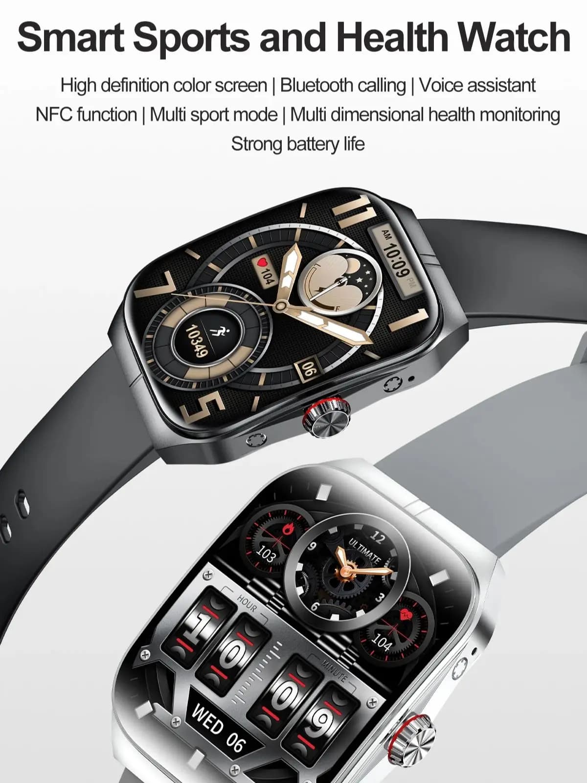 Schermo curvo Chiamata Bluetooth Smartwatch Monitoraggio della salute Fitness Tracker Multi-funzionale Uomo Donna Smartwatch per Android IOS