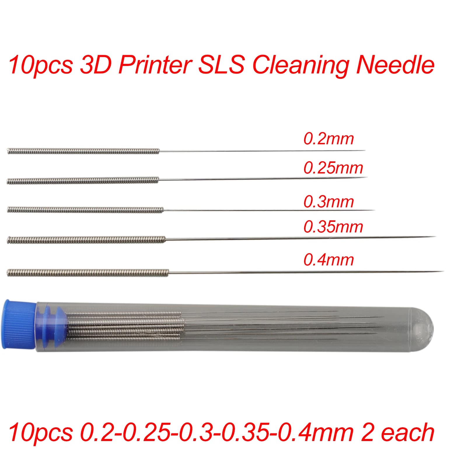 10pcs 3D Printers Nozzle Cleaning Kit 0.2/0.25/0.3/0.35/0.4mm Stainless Steel Nozzle Cleaning Needle 3D Printers SNozzle Cleaner