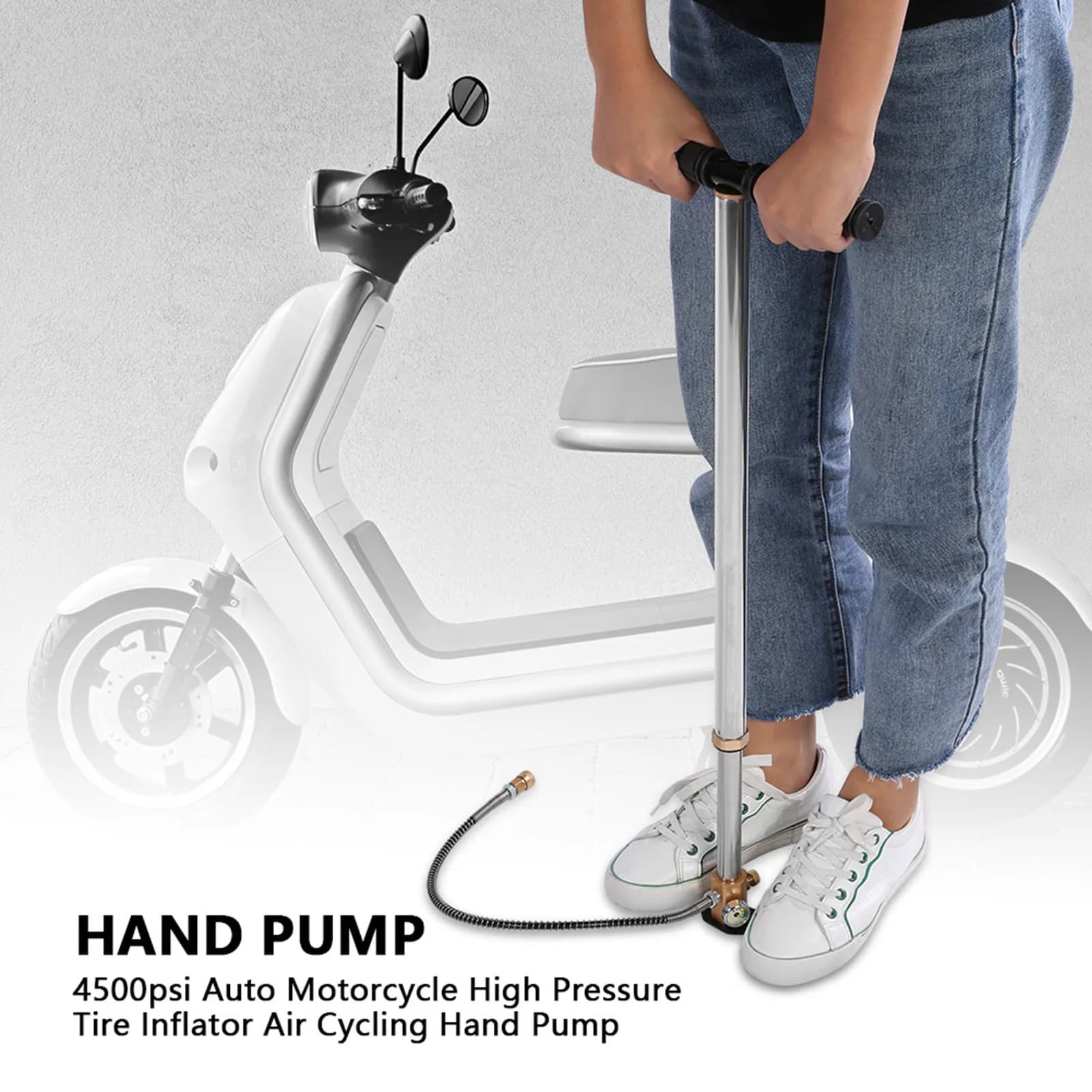 Pompa Manuale ad Alta Pressione 4500psi per Auto e Moto, Gonfiatore Pneumatici ad Alta Pressione, Pompa Manuale per Ciclismo