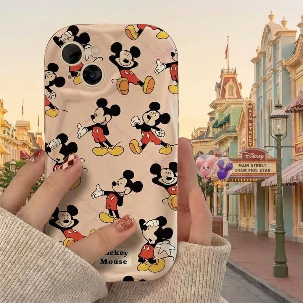 Custodia Morbida Antiurto per iPhone 17 con Design a Schermo Intero di Topolino, Compatibile con iPhone 16 Pro Max 15 Plus 14 13