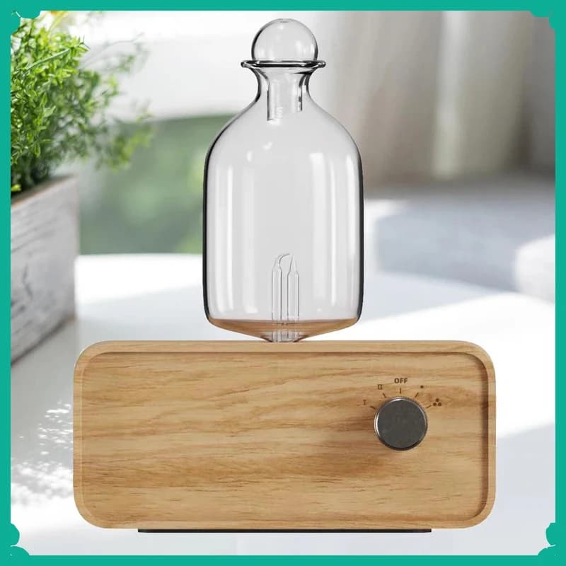 Essential Oil Diffuser Glass Flavor Diffuser Wood Veneing Base 2600mAh Professional Nebulizer for Home Machine Office