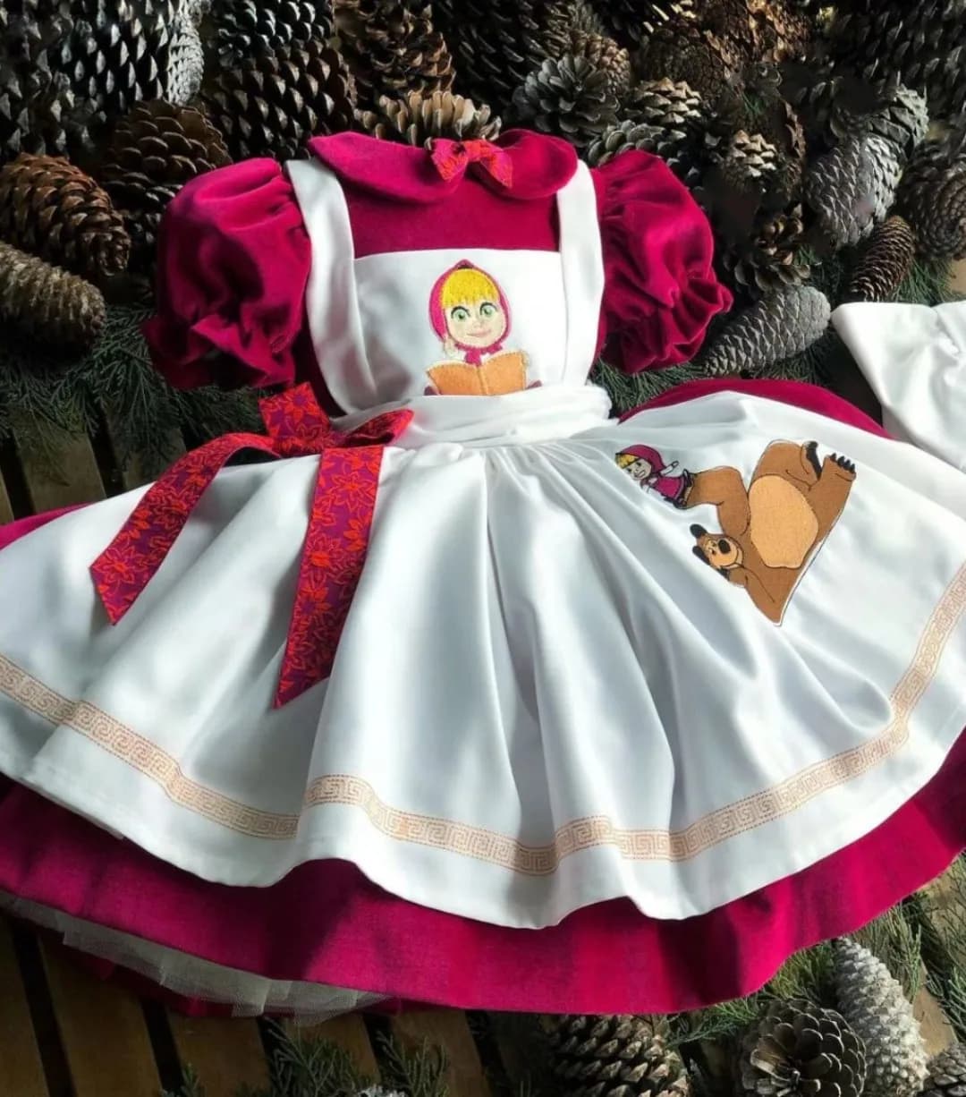 Ragazza autunno velluto rosa cappuccetto rosso ricamo abito da ballo principessa turca vintage per compleanno Eid ChristmasC63