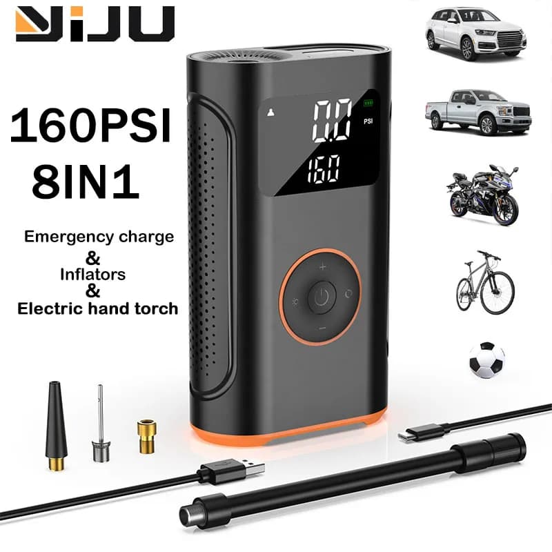 Compressore d'aria portatile per gonfiaggio pneumatici, pompa per bici con manometro, pompa per pneumatici portatile per auto, bici, pneumatici per moto, palle e altro ancora