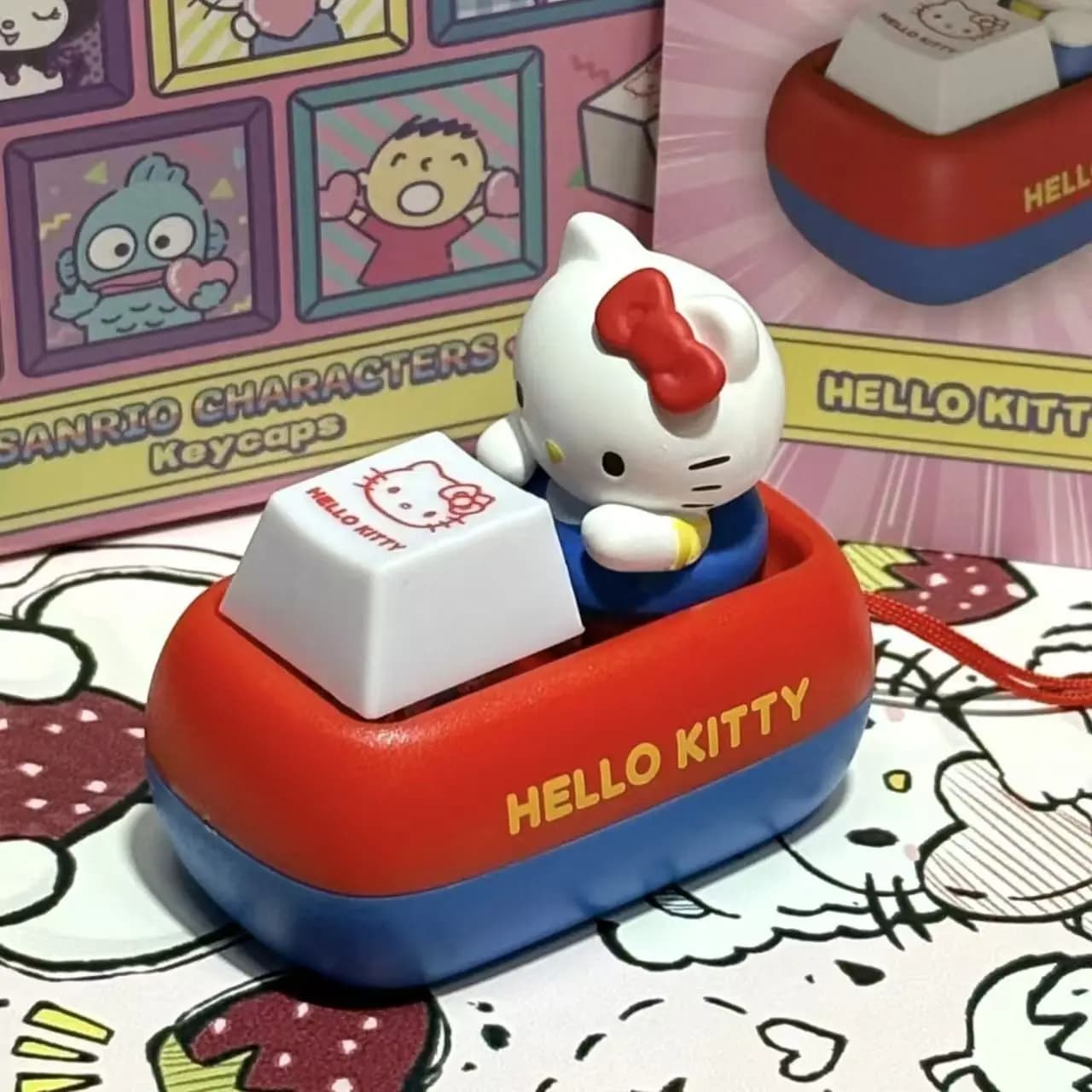 Portachiavi con Pulsante Vocale Anime Sanrio Hello Kitty, Giocattolo Antistress a Forma di Tastiera, Decorazione da Scrivania, Regalo di Compleanno