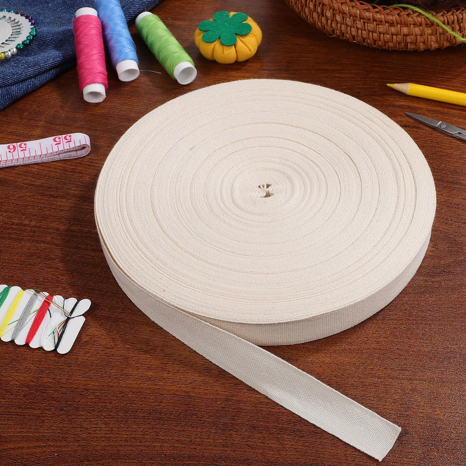 1 Rotolo di Nastro in Cotone Morbido e Delicato sulla Pelle per Cucito, Artigianato, Creazione di Borse, Bordature di Indumenti, Nastro per Cuciture, Forniture per Artigianato