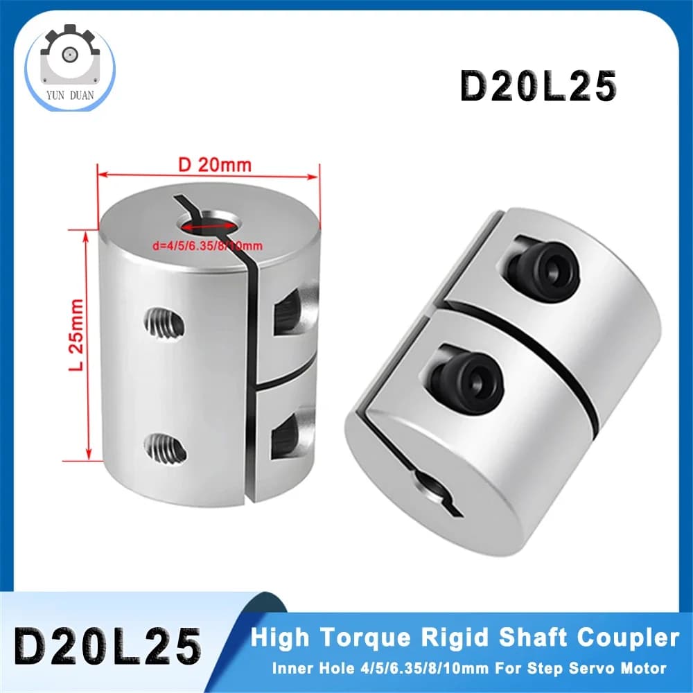 Coppia elevata D20L25 Accoppiatore rigido Giunto a vite in lega di alluminio 4/5/6/6.35/8/10mm per servomotore passo-passo Parte stampante 3D CNC
