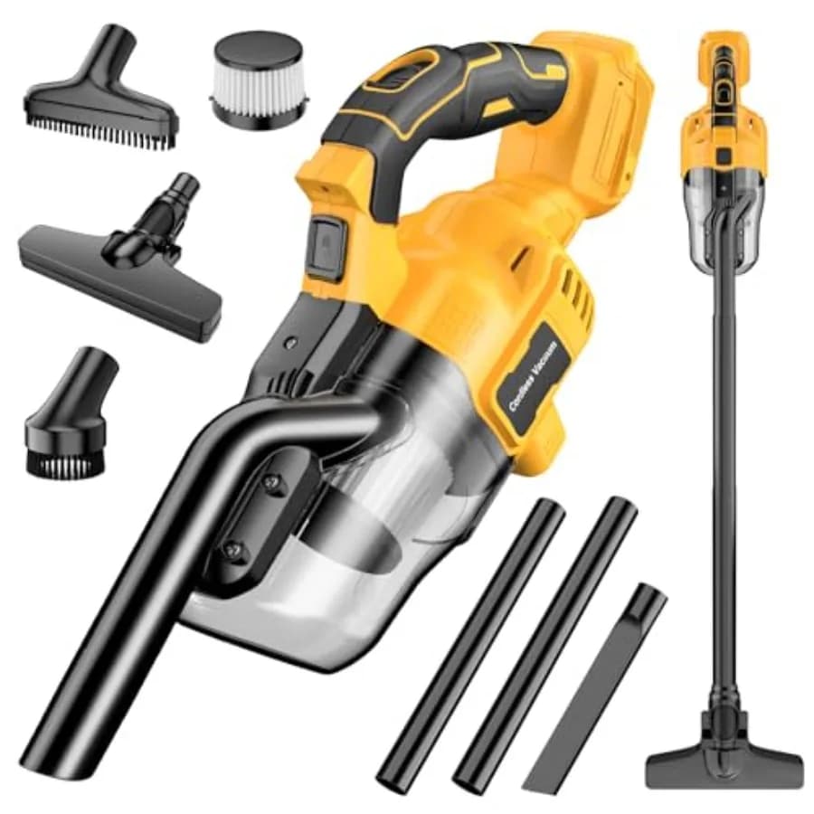 Aspirapolvere Portatile Senza Fili Compatibile con Batteria DeWalt 20V, Forte Aspirazione 16000Pa, 2 Filtri HEPA e 4 Ugelli, Leggero