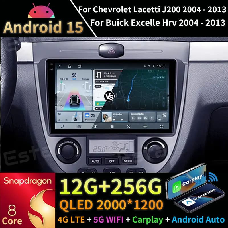 Android 15 Carplay Per Chevrolet Lacetti J200 2004 - 2013 Per Buick Excelle Hrv 2004 - 2013 BT RDS Wifi 2din Navi Autoradio Auto