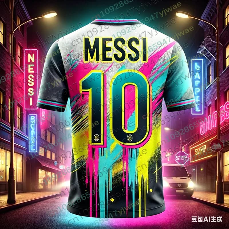 Maglia da Calcio Messi N.10 Edizione Speciale 2026, Uniforme da Allenamento Traspirante Oversize Unisex, T-shirt Sportiva Genitore-Figlio