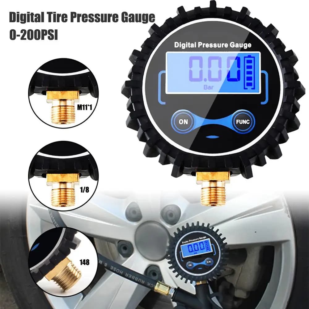 Pneumatic Pressure Monitoring System Digital Tire Pressure Gauge Auto Bike PSI Air Tester 1/8NPT Car Accessories
