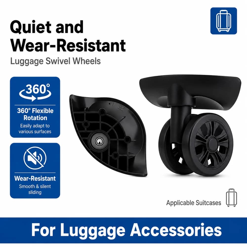 Universal Luggage Wheels For American Tourister Zhongtai A-815 360° Swivel Caster Bracket Wear-Resistant Smooth Rolling Replacem